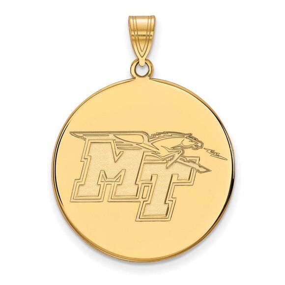 14k Yellow Gold Middle Tennessee State XL Disc Pendant